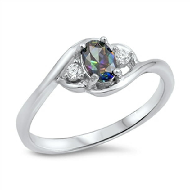 CHOOSE YOUR COLOR Sterling Silver Oval Ring Sac Silver CHOOSE YOUR COLOR Sterling Silver Oval Ring Sac Silver